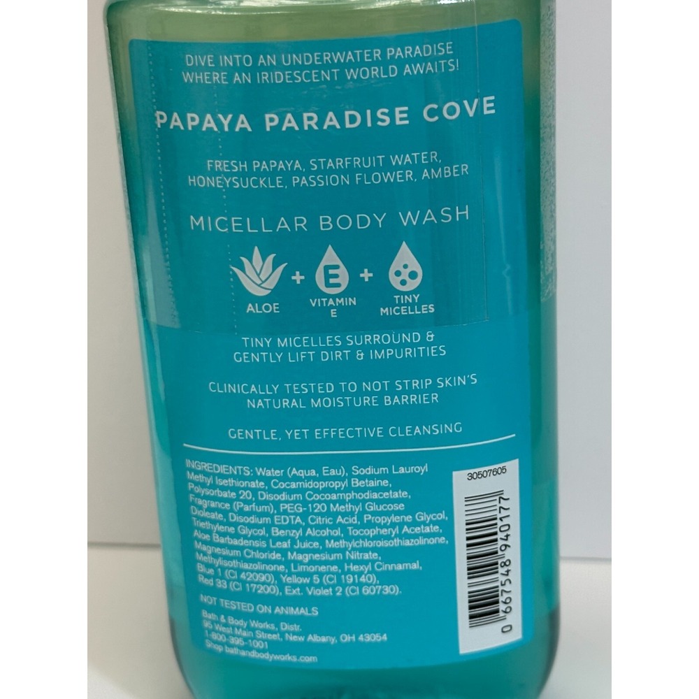 Bath & Body Works "PAPAYA PARADISE COVE" Micellar Body Wash 10 oz - Picture 2 of 3